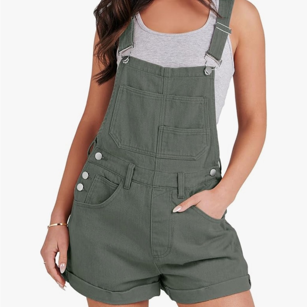 Women's Green Denim Overalls